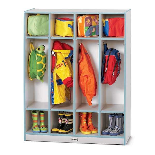 Rainbow Accents 4 Section Coat Locker, Coastal Blue